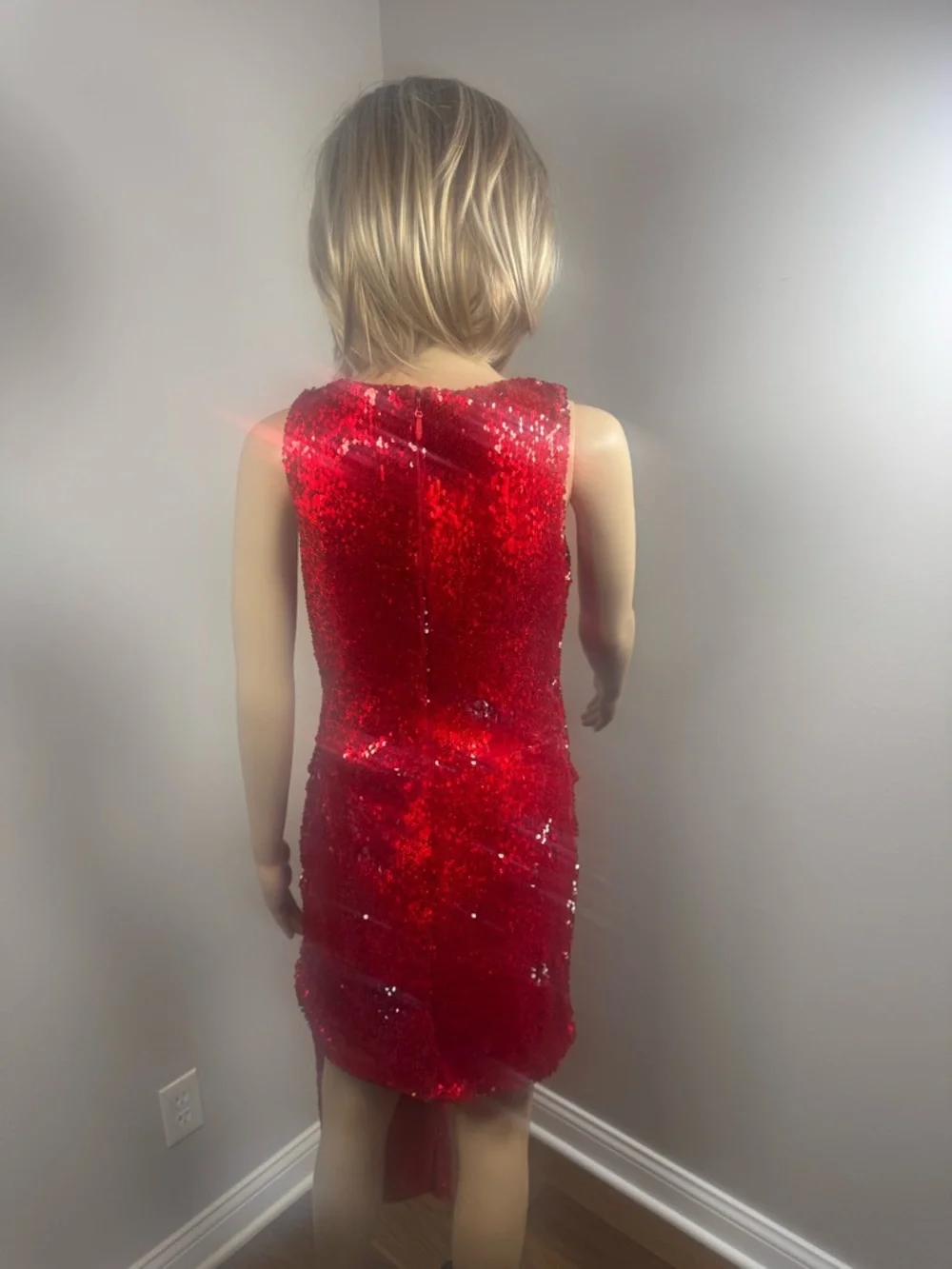 AKIRA Red Sequin Deep V Party Dress NWT  Medium Holiday Vegas - Picture 5 of 6